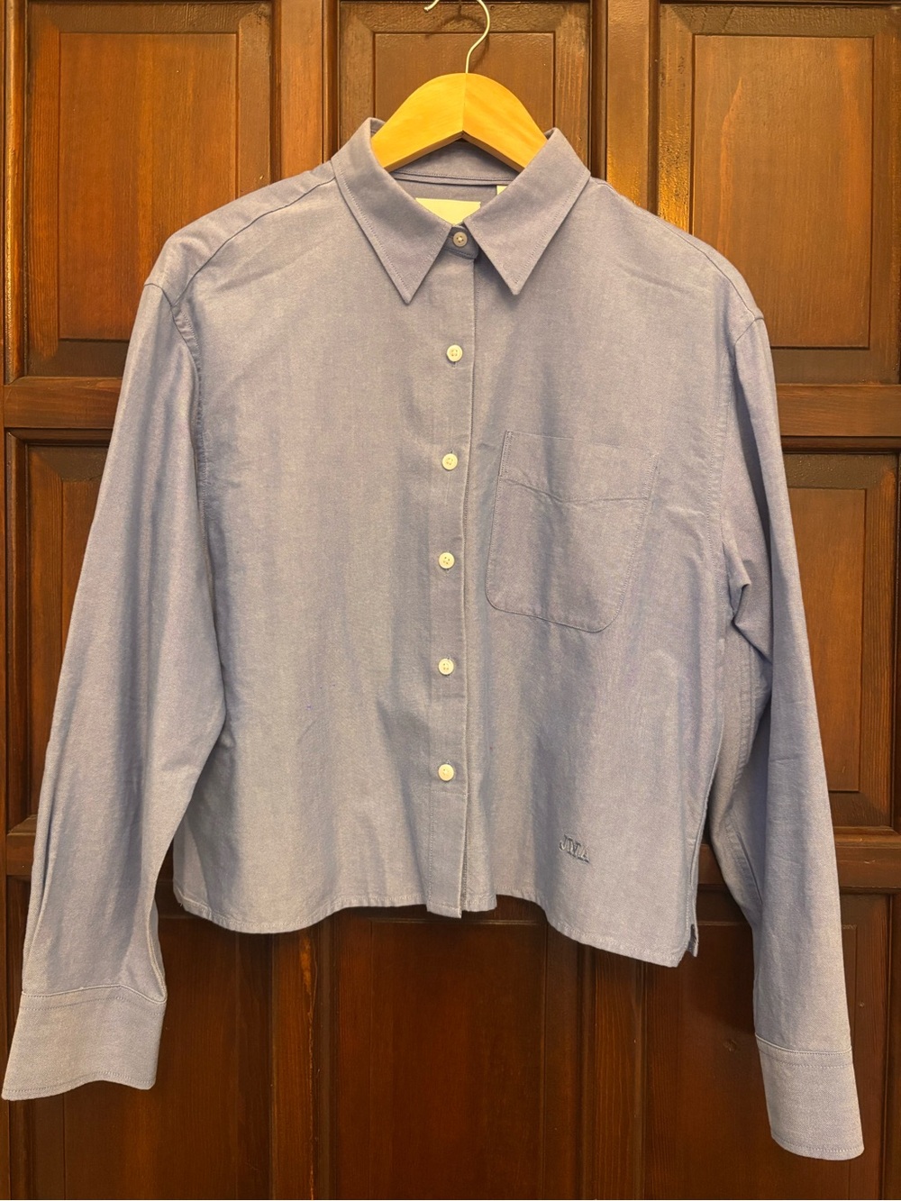 Uniqlo - JW ANDERSON Light Blue Boxy Cropped Oxford Shirt